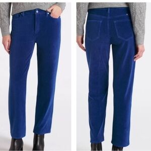KANCAN GENIE Blue stretch woman straight high rise corduroy boho trouser NWT 29